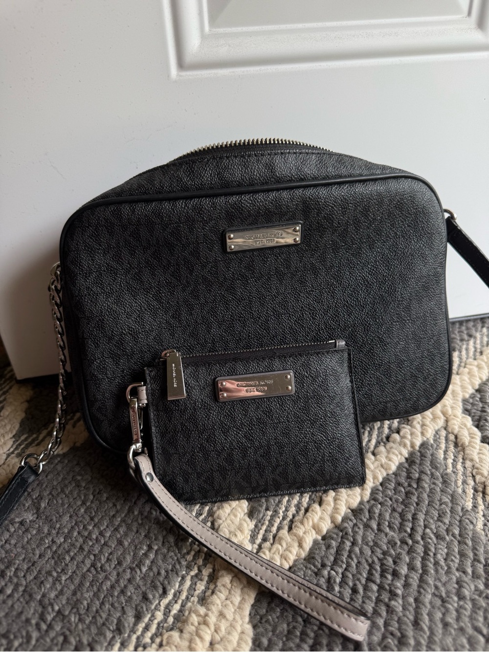 Michael Kors Black Logo Crossbody with Matching Card Case